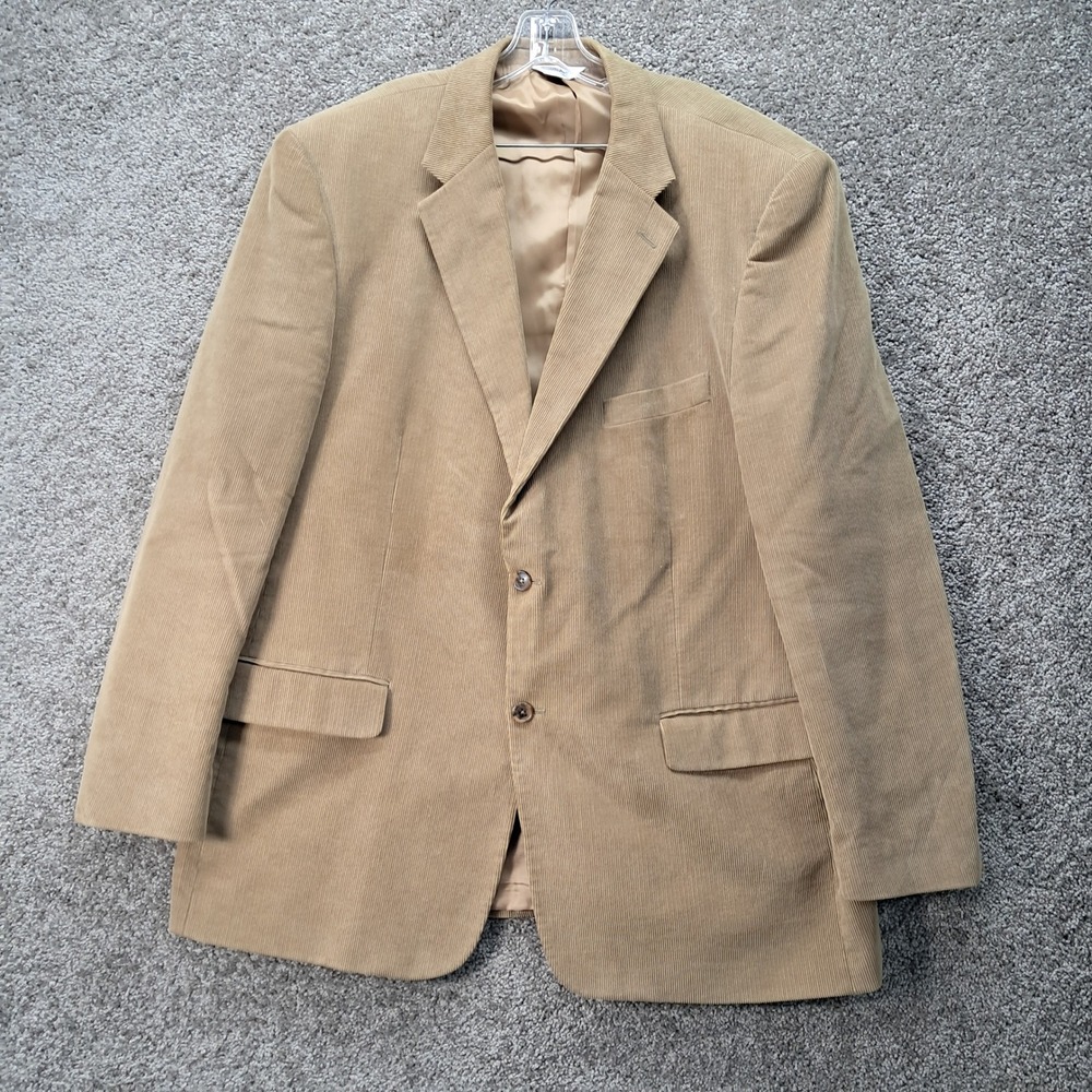 Joseph & Feiss Mens Tan Corduroy Blazer Sport Coat 48 Long 100% Cotton 2-Button